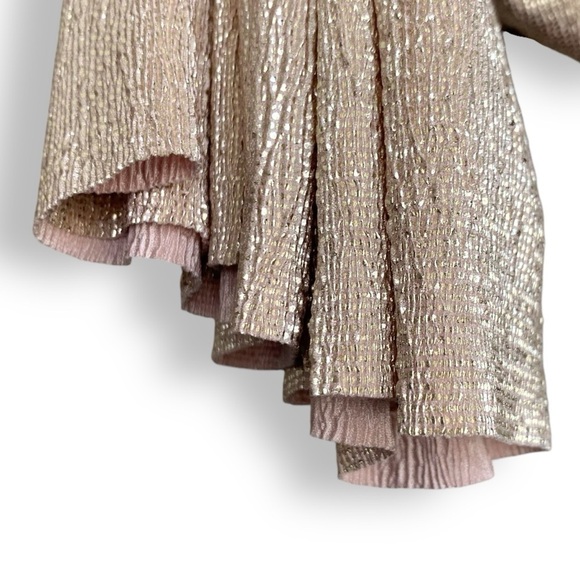 Alice and Olivia Pants Wide Leg Metallic Gold Pleated Cropped Ankle Pants - Picture 8 of 13